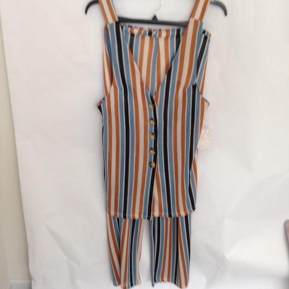 Two-Piece Bridget Striped Top & Pant Set Free Peop - Picture 4 of 7